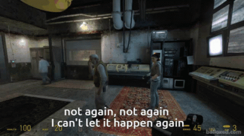 A Screenshot Of A Video Game Says Not Again Not Again I Can 'T Let It Happen Again GIF