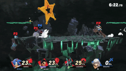 A Screenshot Of A Video Game Showing Sonic Being Knocked Out By Lucaru GIF