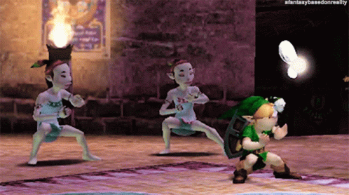 A Screenshot Of A Video Game Shows A Boy In A Green Shirt And A Girl In A White Dress GIF