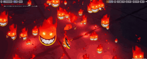 A Screenshot Of A Video Game Shows A Bunch Of Flames With Smiley Faces On Them GIF