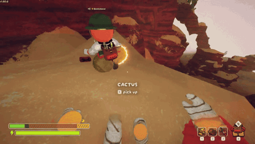 A Screenshot Of A Video Game Shows A Cactus To Be Picked Up GIF