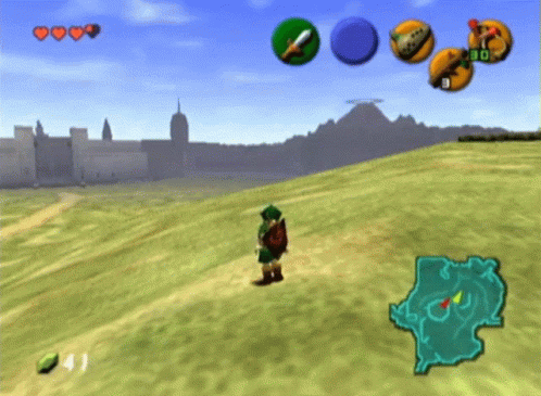 a screenshot of a video game shows a castle in the distance