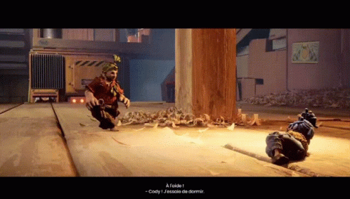 A Screenshot Of A Video Game Shows A Gnome Talking To Another Gnome Who Is Laying On The Ground GIF