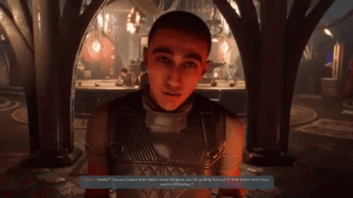 A Screenshot Of A Video Game Shows A Man Talking To Another Man GIF