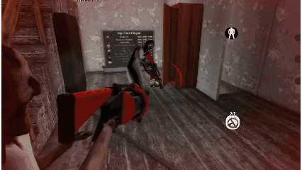A Screenshot Of A Video Game Shows A Person Standing In A Hallway With A Red Light Behind Them GIF