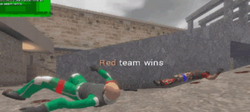 a screenshot of a video game shows a red team win