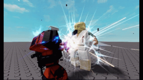 A Screenshot Of A Video Game Shows A Robot Fighting A Lego Figure GIF