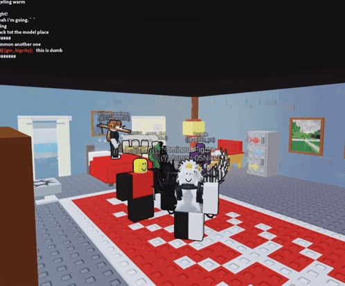 A Screenshot Of A Video Game Shows A Room With A Checkered Rug GIF