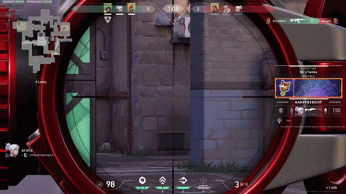 A Screenshot Of A Video Game Shows A Sniper Aiming At A Brick Wall GIF