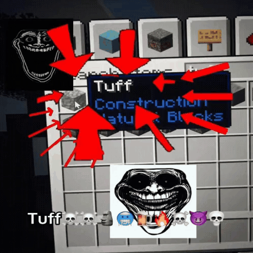 A Screenshot Of A Video Game Shows A Troll Face And The Word Tuff GIF