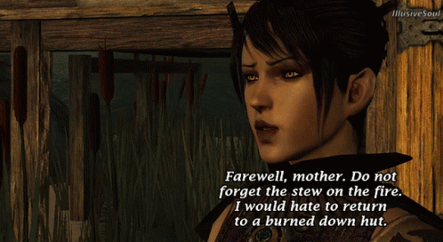A Screenshot Of A Video Game Shows A Woman Saying Farewell Mother GIF