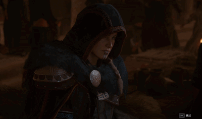 A Screenshot Of A Video Game Shows A Woman With A Hood On GIF
