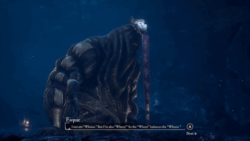 A Screenshot Of A Video Game Shows Esquie Talking To A Monster GIF