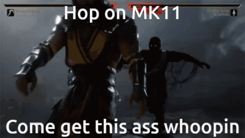 A Screenshot Of A Video Game That Says Hop On Mk11 GIF