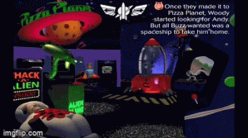 A Screenshot Of A Video Game That Says Pizza Planet GIF