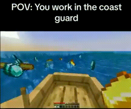 A Screenshot Of A Video Game That Says ' Pov : You Work In The Coast Guard ' On It GIF