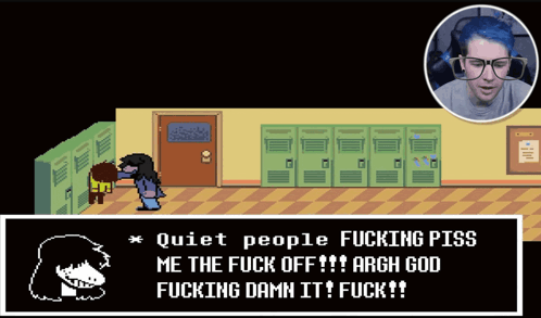 A Screenshot Of A Video Game That Says Quiet People Fucking Piss Me The Fuck Off Argh God Fucking Damn It Fuck !! GIF