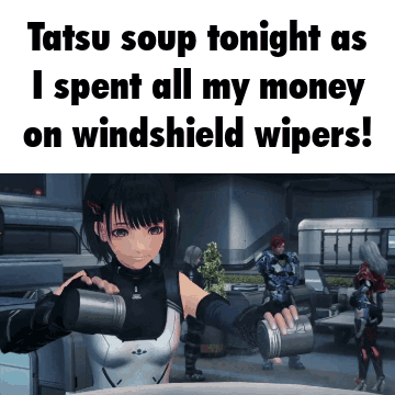 Video Game Screen Saying Tatsu Soup Tonight After Wipers GIF