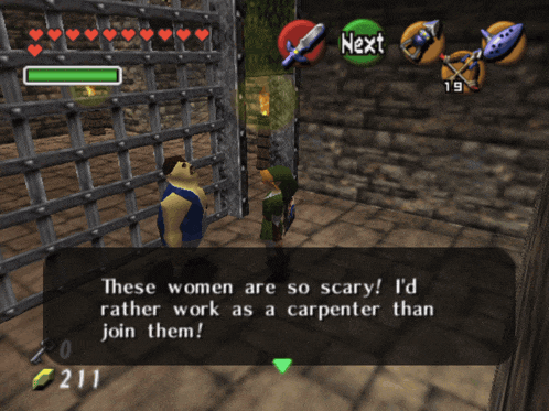 a screenshot of a video game where a man says " these women are so scary "