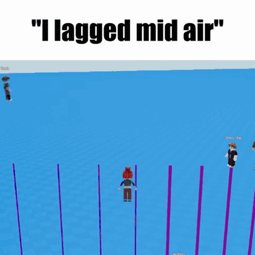 A Screenshot Of A Video Game With A Caption That Says " I Lagged Mid Air " GIF
