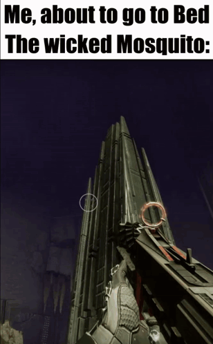 A Screenshot Of A Video Game With A Caption That Says " Me About To Go To Bed The Wicked Mosquito " GIF