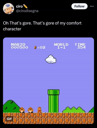 A Screenshot Of A Video Game With A Caption That Says " Oh That 'S Gore That 'S Gore Of My Comfort Character " GIF