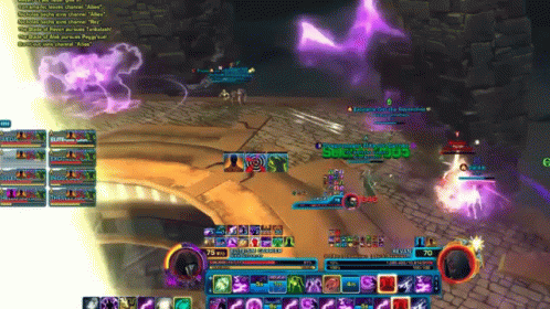 A Screenshot Of A Video Game With A Purple Lightning Bolt Coming Out Of It GIF