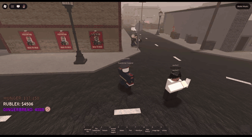 a screenshot of a video game with hunger 137 150 written on the bottom