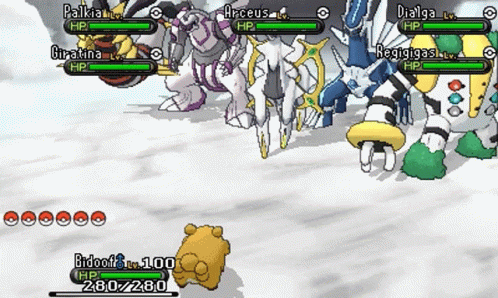 A Screenshot Of A Video Game With Pokemon Including Arceus GIF