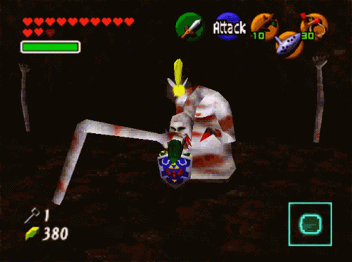a screenshot of a video game with the word attack at the bottom