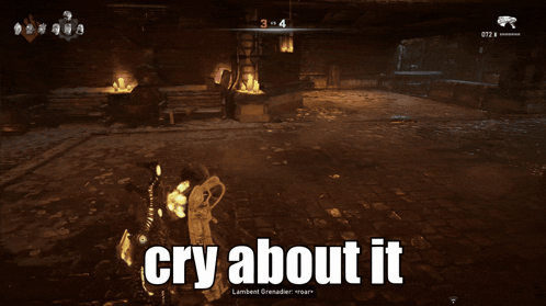 A Screenshot Of A Video Game With The Words Cry About It GIF