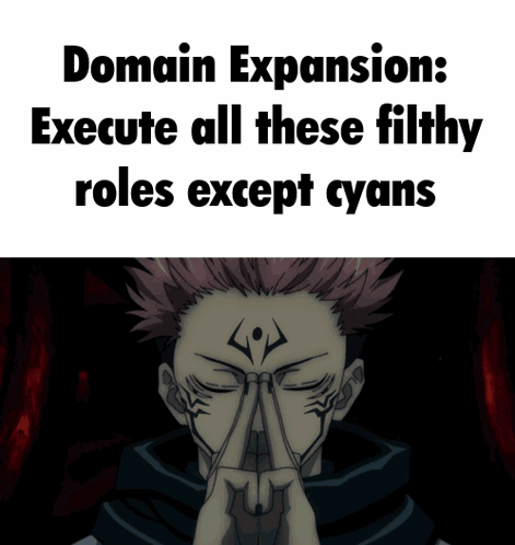 A Screenshot Of A Video Game With The Words Domain Expansion : Execute All These Filthy Roles Except Cyans GIF