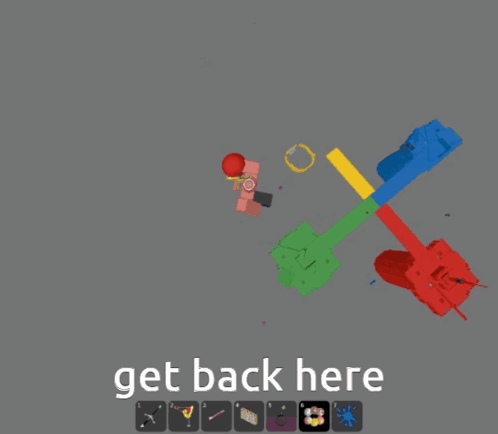 A Screenshot Of A Video Game With The Words Get Back Here On The Bottom GIF