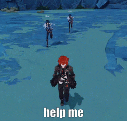 A Screenshot Of A Video Game With The Words Help Me In White Letters GIF