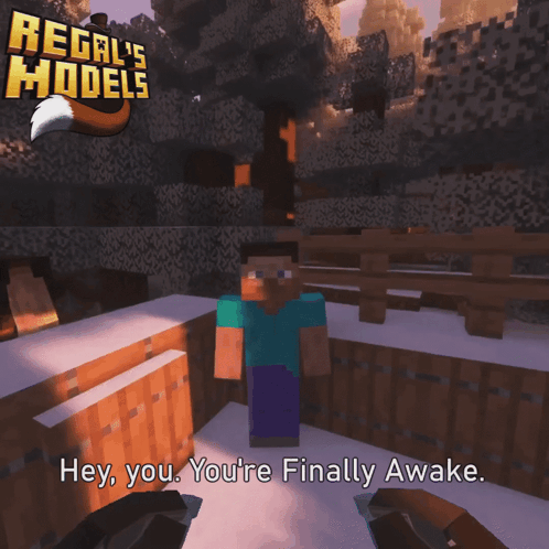A Screenshot Of A Video Game With The Words Hey You You 'Re Finally Awake At The Top GIF