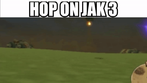 A Screenshot Of A Video Game With The Words `` Hop On Jak 3 '' On The Bottom . GIF