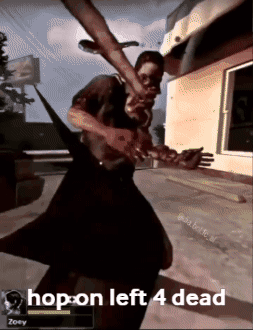 a screenshot of a video game with the words hop on left 4 dead on the bottom