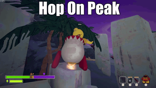 A Screenshot Of A Video Game With The Words Hop On Peak Above It GIF