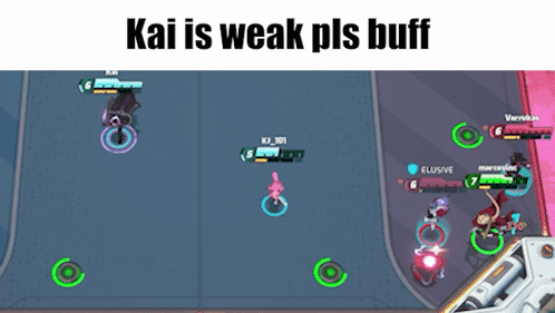 A Screenshot Of A Video Game With The Words Kai Is Weak Pls Buff Below It GIF