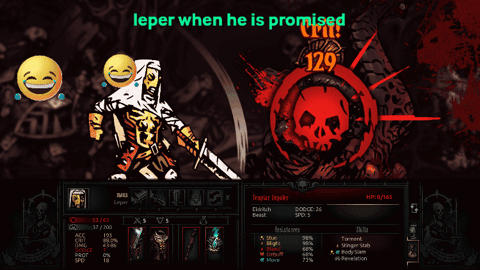 A Screenshot Of A Video Game With The Words " Leper When He Is Promised Beans " GIF