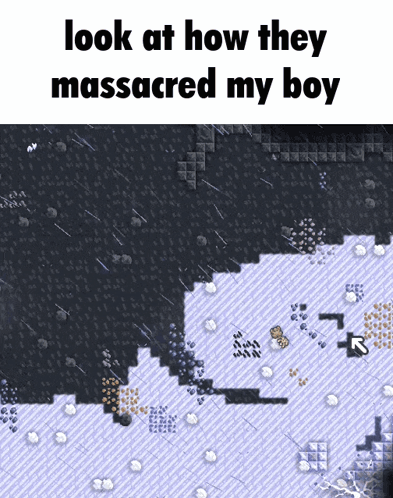 A Screenshot Of A Video Game With The Words Look At How They Massacred My Boy Below It GIF