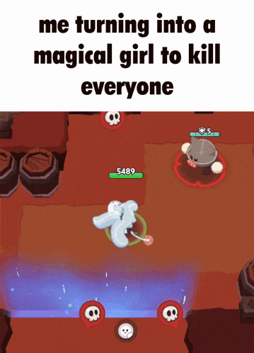 A Screenshot Of A Video Game With The Words Me Turning Into A Magical Girl To Kill Everyone GIF