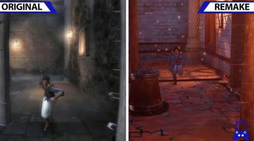 A Screenshot Of A Video Game With The Words Original And Remake Below It GIF