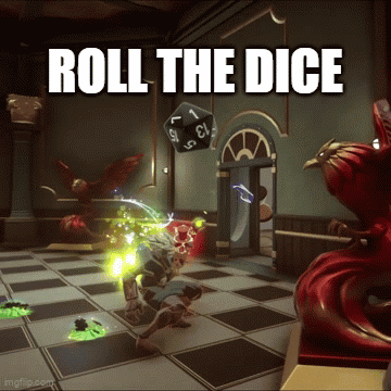 A Screenshot Of A Video Game With The Words Roll The Dice Above It GIF