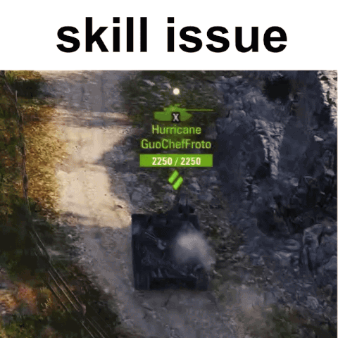 a screenshot of a video game with the words skill issue on the bottom
