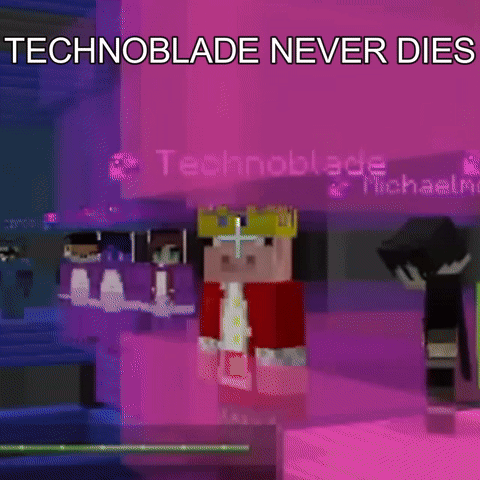 A Screenshot Of A Video Game With The Words Technoblade Never Dies GIF