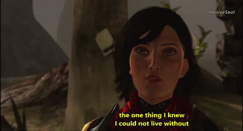 A Screenshot Of A Video Game With The Words The One Thing I Knew I Could Not Live Without GIF