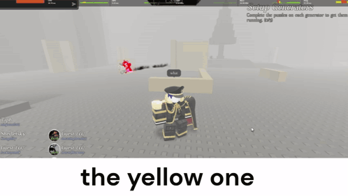 A Screenshot Of A Video Game With The Words " The Yellow One " On The Bottom GIF