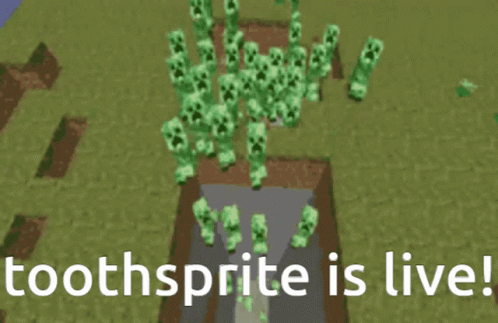 A Screenshot Of A Video Game With The Words Toothsprite Is Live At The Bottom GIF