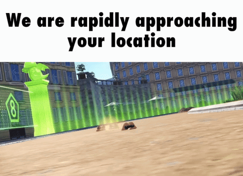 A Screenshot Of A Video Game With The Words " We Are Rapidly Approaching Your Location " GIF